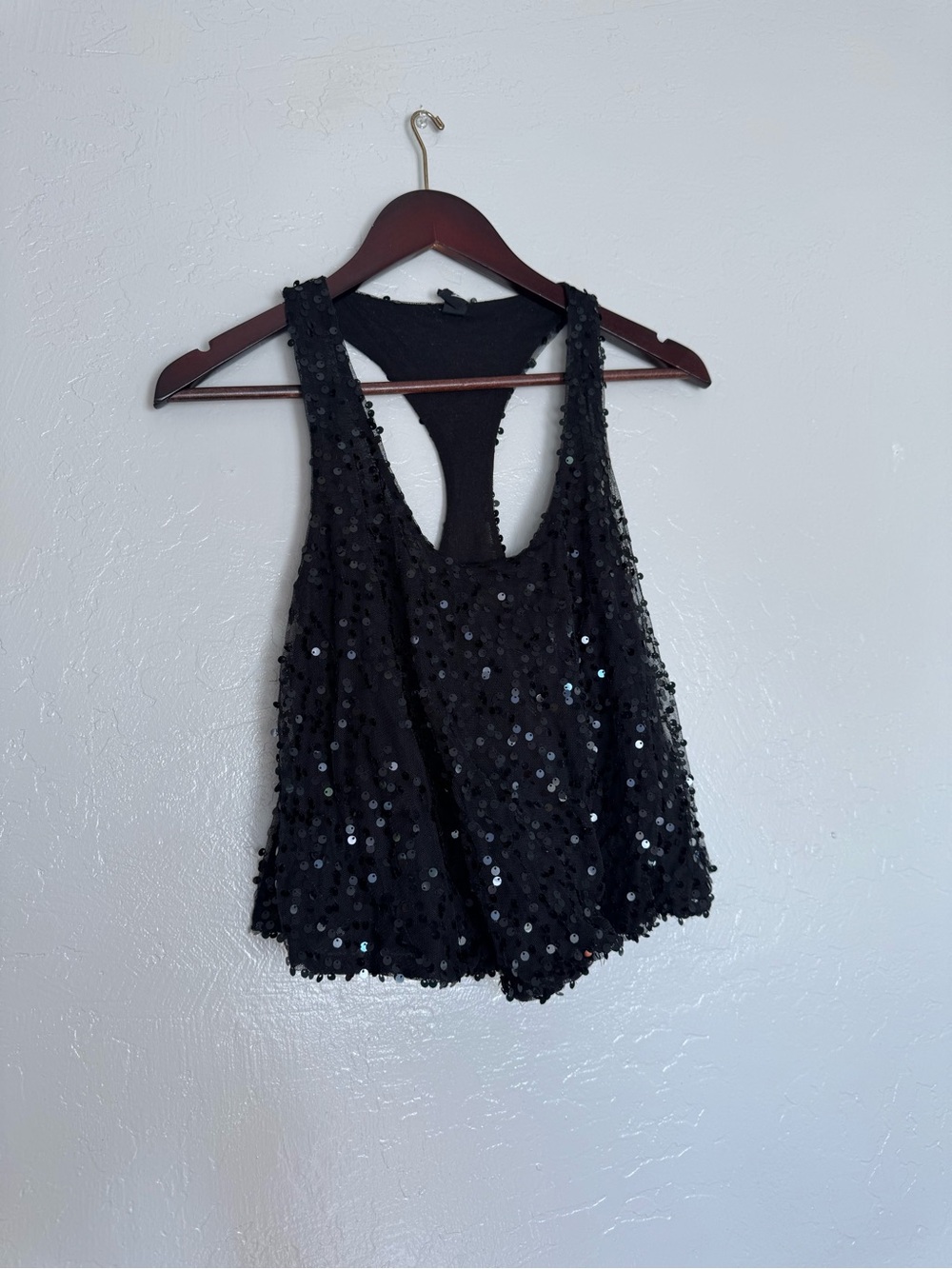 Black Sequin Racerback Tank Top - Brand Unknown